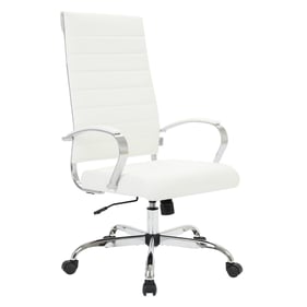 LeisureMod Benmar White Leather High Back Office Chair