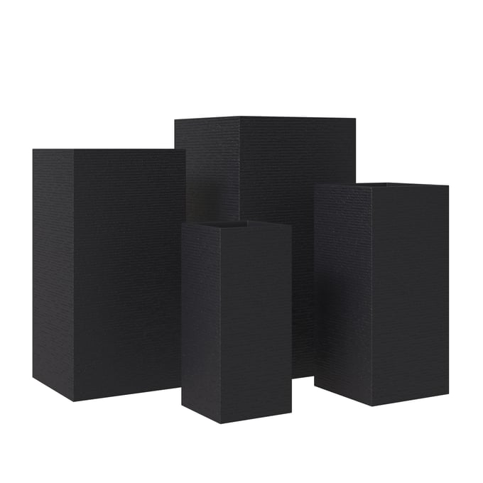 LeisureMod Basalt Black Planter Set LSM-BP20-24-28-31BL