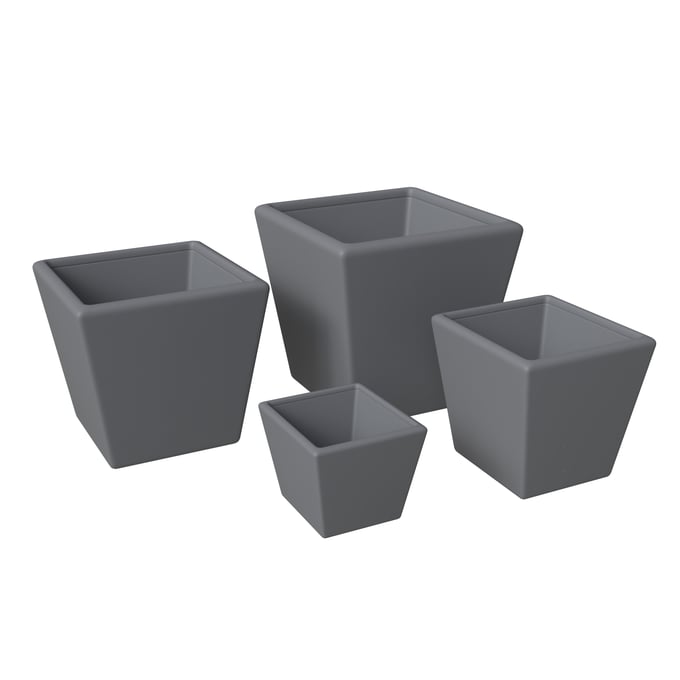 LeisureMod Blossom Dark Grey Planter set LSM-BP8-13-16-19DGR