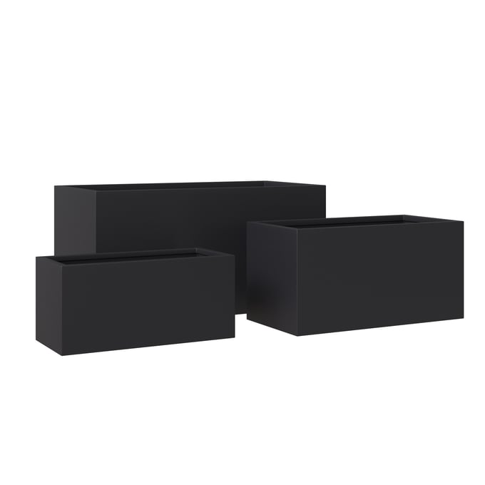 LeisureMod Bloom Black Planter Set LSM-BP9-12-16BL