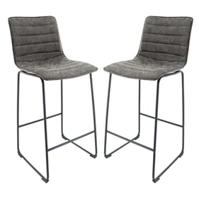 2 LeisureMod Brooklyn Grey Bar Stools