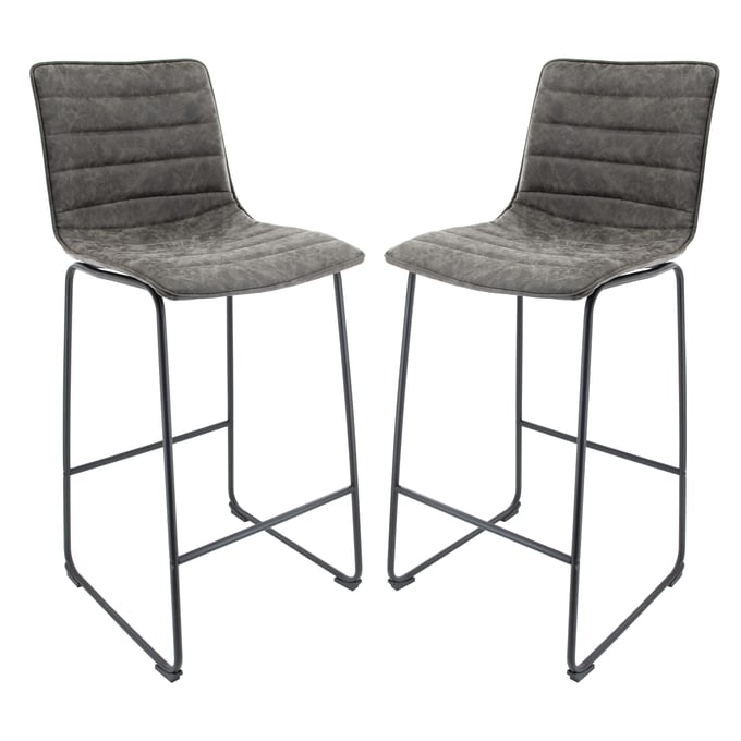 2 LeisureMod Brooklyn Grey Bar Stools LSM-BS29GR2