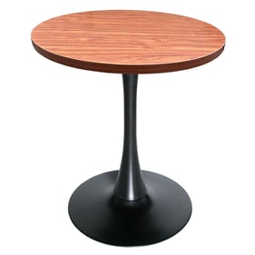 LeisureMod Bristol Black Cognac Brown 27 Inch Round Dining Table