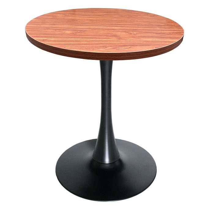 LeisureMod Bristol Black Cognac Brown 27 Inch Round Dining Table LSM-BTBL-27CBR