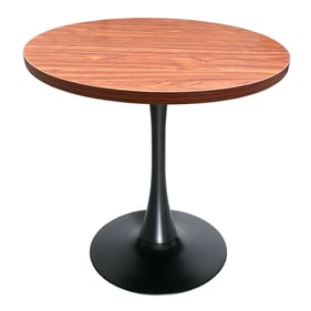 LeisureMod Bristol Black Cognac Brown 36 Inch Round Dining Table