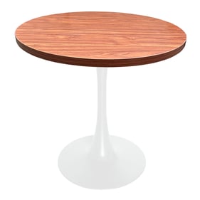 LeisureMod Bristol White Cognac Brown 36 Inch Round Dining Table