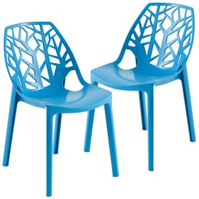 2 LeisureMod Cornelia Solid Blue Dining Chairs