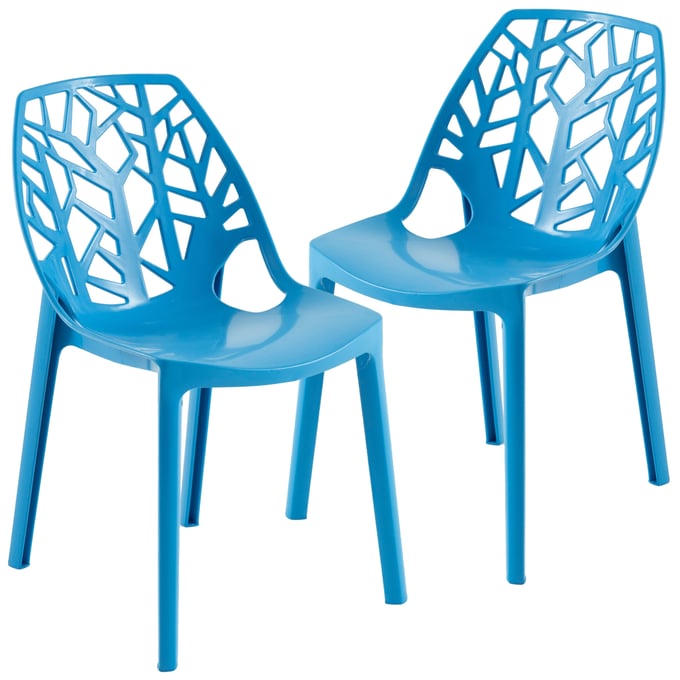 2 LeisureMod Cornelia Solid Blue Dining Chairs LSM-C18SBU2