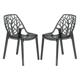 2 LeisureMod Cornelia Transparent Black Dining Chairs