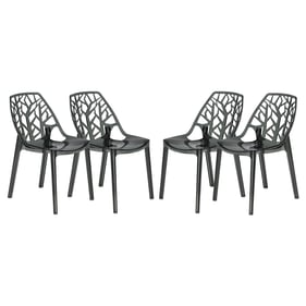 4 LeisureMod Cornelia Transparent Black Dining Chairs