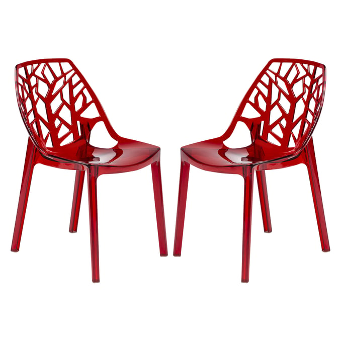 Design Edge Dapto 2  Transparent Red Dining Chairs DE-22367301