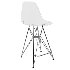 LeisureMod Cresco Chrome Clear Acrylic Barstool