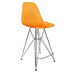 LeisureMod Cresco Transparent Orange Barstool