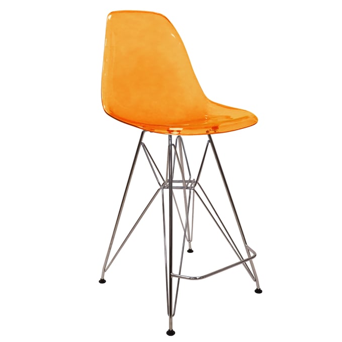 LeisureMod Cresco Transparent Orange Barstool LSM-CB30TOR