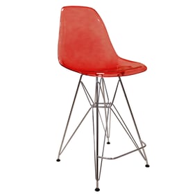 LeisureMod Cresco Transparent Red Barstool