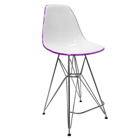 LeisureMod Cresco White Purple Barstool