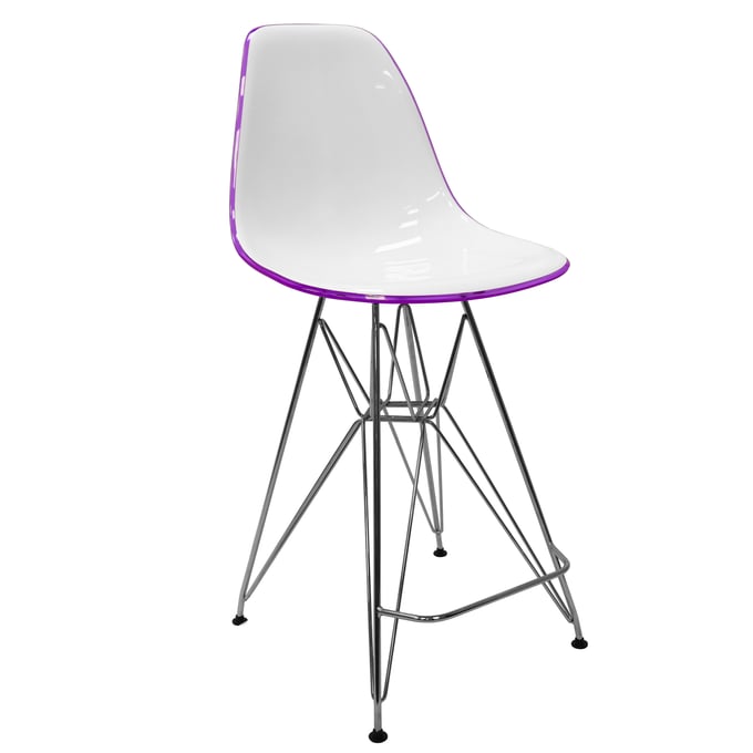 LeisureMod Cresco White Purple Barstool LSM-CB30WPR