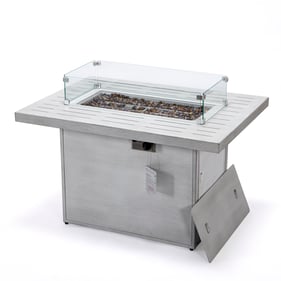 LeisureMod Chelsea Weathered Grey Propane Fire Pit Table