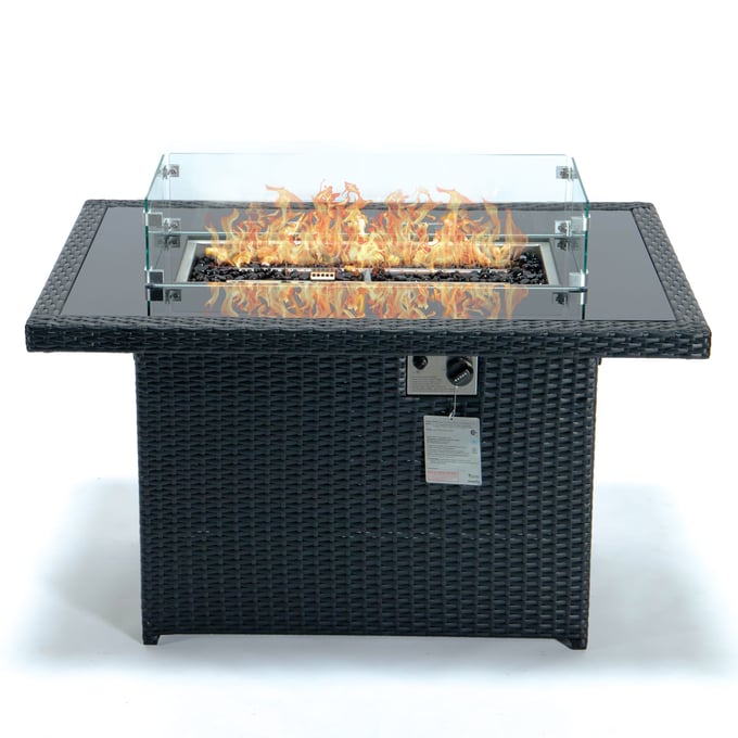 LeisureMod Mace Black Fire Pit Table LSM-CFW44G-BL