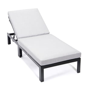 LeisureMod Chelsea Light Grey Outdoor Chaise Lounge Chair with Cushions