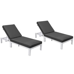 2 LeisureMod Chelsea Black Cushion Outdoor Chaise Lounge Chairs