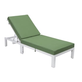 LeisureMod Chelsea Green Cushion Outdoor Chaise Lounge Chair