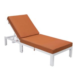 LeisureMod Chelsea Orange Cushion Outdoor Chaise Lounge Chair