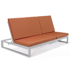 LeisureMod Chelsea Orange Fabric White Convertible Lounge Reclining Double ...