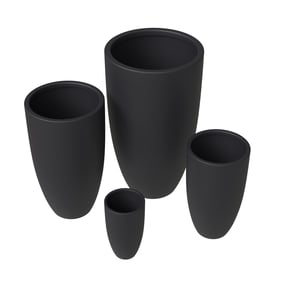 LeisureMod Crete Black Planter Set