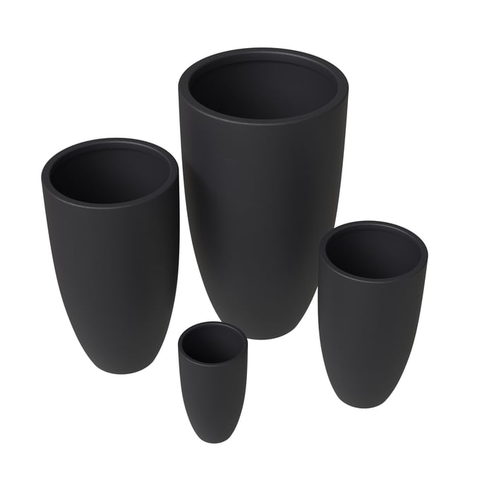 LeisureMod Crete Black Planter Set LSM-CP16-24-32-39BL