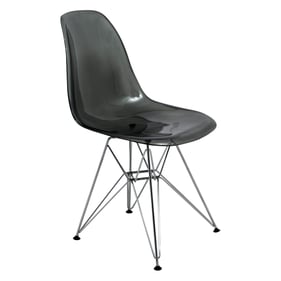 4 LeisureMod Cresco Transparent Black Molded Eiffel Side Chairs