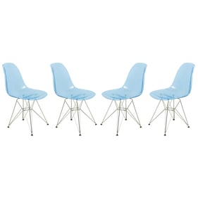 4 LeisureMod Cresco Transparent Blue Side Chairs