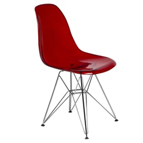 Design Edge Dareton  Red Transparent Molded Eiffel Side Chair