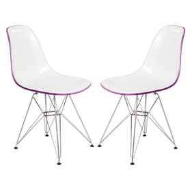 Design Edge Dareton 2  White Purple Molded Eiffel Side Chairs