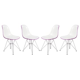 Design Edge Dareton 4  White Purple Molded Eiffel Side Chairs