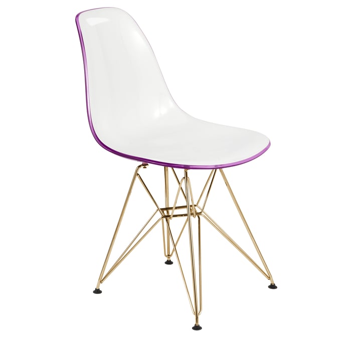 LeisureMod Cresco White Purple Molded Eiffel Side Chair LSM-CR19WPRG