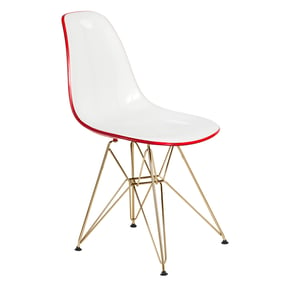 LeisureMod Cresco White Red Molded Eiffel Side Chair