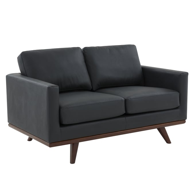 LeisureMod Chester Black Loveseat LSM-CS58BL-L