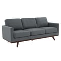 LeisureMod Chester Modern Leather Sofa With Birch Wood Base