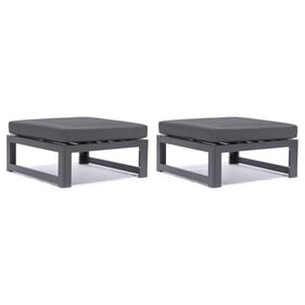 2 LeisureMod Chelsea Black Outdoor Patio Ottomans