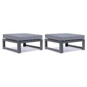 2 LeisureMod Chelsea Blue Outdoor Patio Ottomans