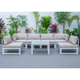 LeisureMod Chelsea Weathered Grey Beige 7pc Patio Sectional with Coffee Tab...