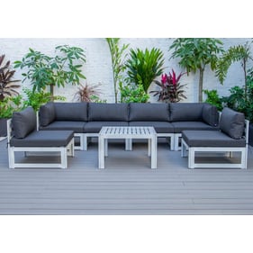 LeisureMod Chelsea Weathered Grey Black 7pc Patio Sectional with Coffee Tab...