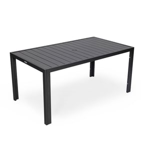 LeisureMod Chelsea Black 63 Inch Outdoor Dining Table