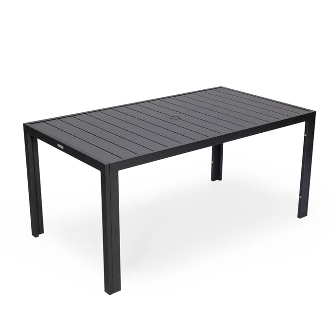 LeisureMod Chelsea Black 63 Inch Outdoor Dining Table LSM-CT63BL