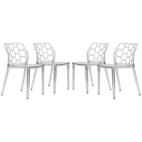 4 LeisureMod Dynamic Clear Dining Chairs