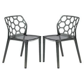 2 LeisureMod Dynamic Transparent Black Dining Chairs