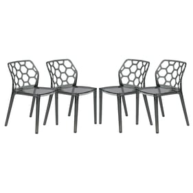 4 LeisureMod Dynamic Transparent Black Dining Chairs