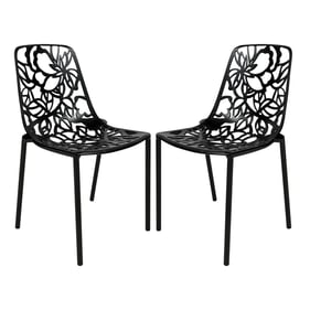 2 LeisureMod Devon Black Aluminum Chairs