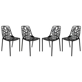 4 LeisureMod Devon Black Aluminum Chairs